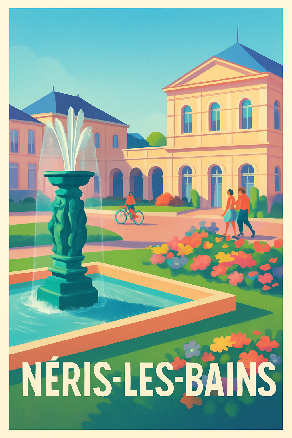Allier France Pas de Cadre / 20 × 30cm Affiche de Néris-les-Bains - Charme et Sérénité au Cœur des Thermes