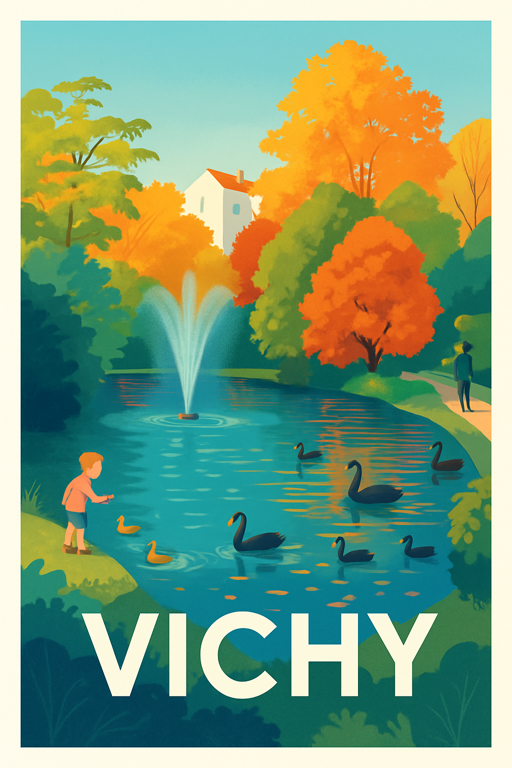 Allier France Pas de Cadre / 20 × 30cm Affiche de Vichy - Élégance et nature en harmonie