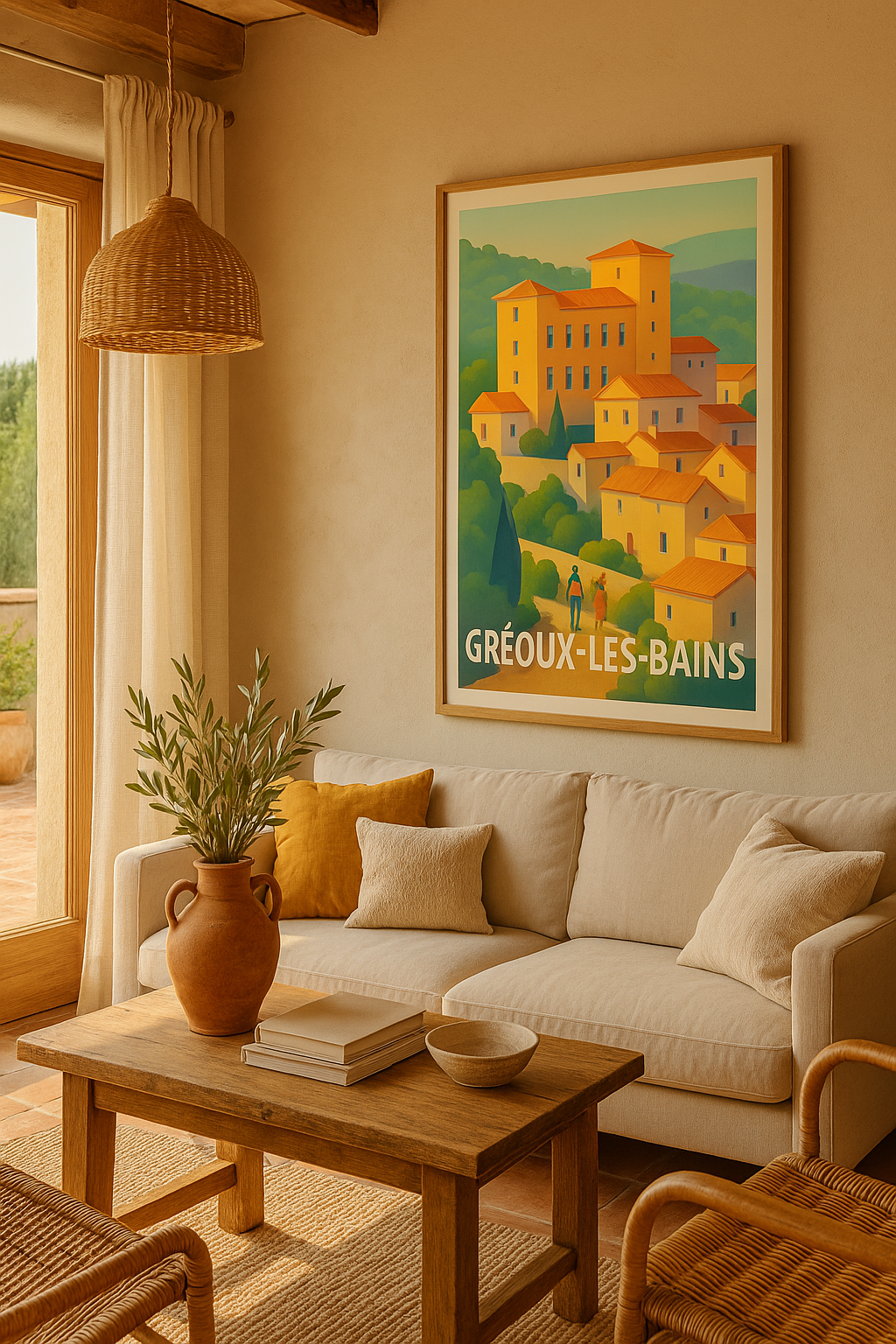Alpes-de-Haute-Provence France Affiche de Gréoux-les-Bains - Charme et douceur de vie en Provence