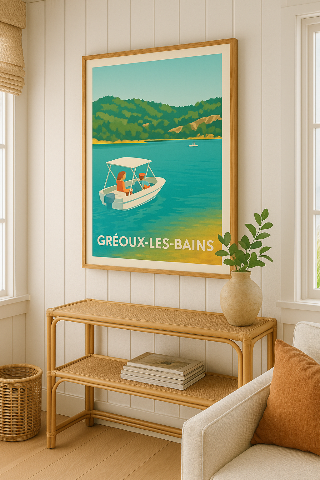 Alpes-de-Haute-Provence France Affiche de Gréoux-les-Bains - Évasion paisible sur les eaux turquoise