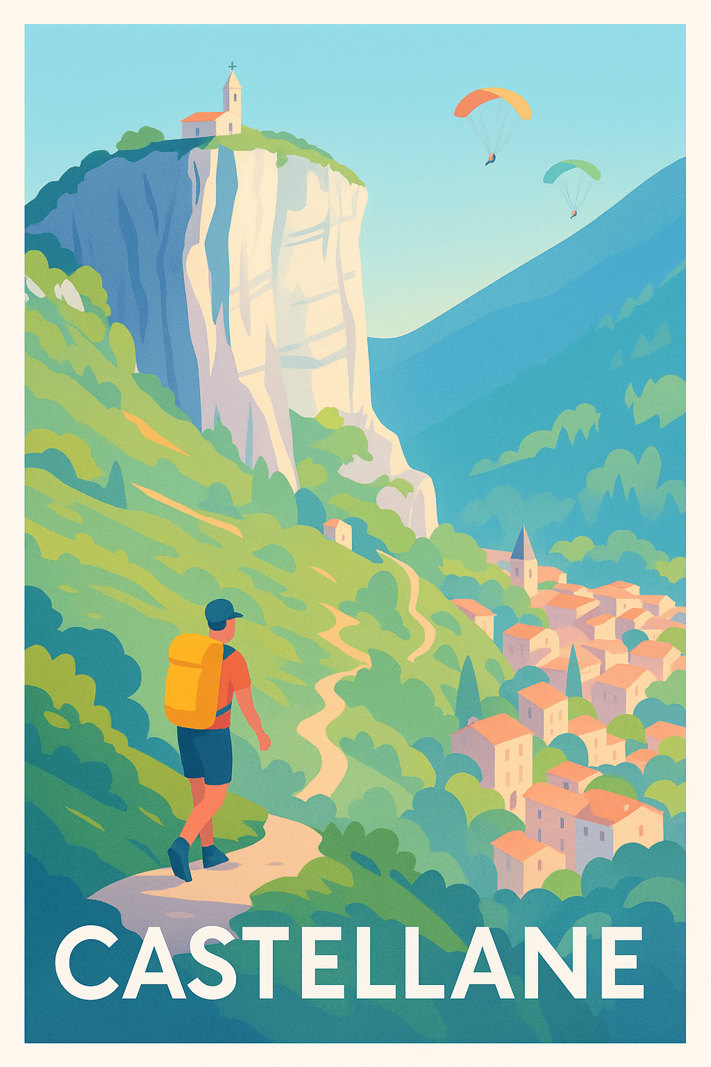 Alpes-de-Haute-Provence France Pas de Cadre / 20 × 30cm Affiche de Castellane - Évasion et nature grandeur Alpes-de-Haute-Provence