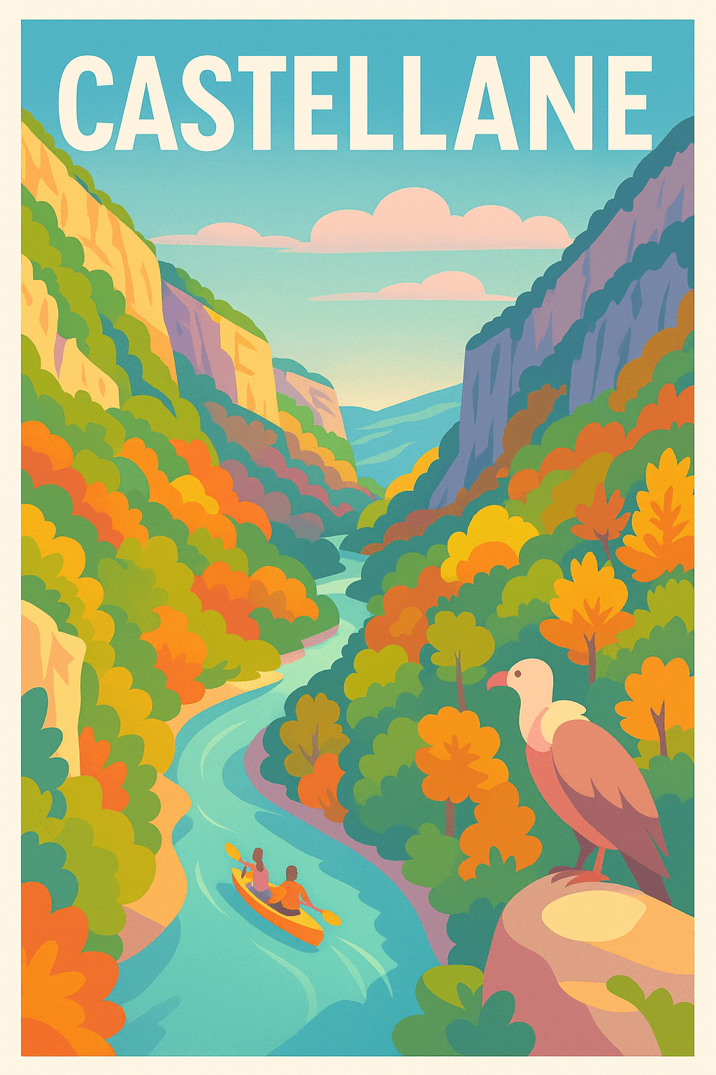 Alpes-de-Haute-Provence France Pas de Cadre / 20 × 30cm Affiche de Castellane - L'aventure au cœur des gorges