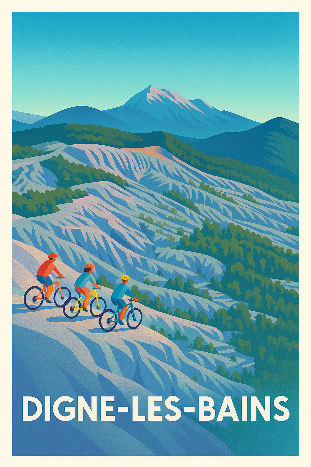 Affiche Digne-les-Bains — Aventure nature entre montagnes et vallées · poster d'art de Digne-les-Bains
