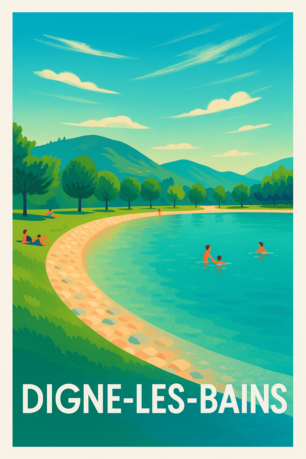 Alpes-de-Haute-Provence France Pas de Cadre / 20 × 30cm Affiche de Digne-les-Bains - Oasis de fraîcheur en Provence