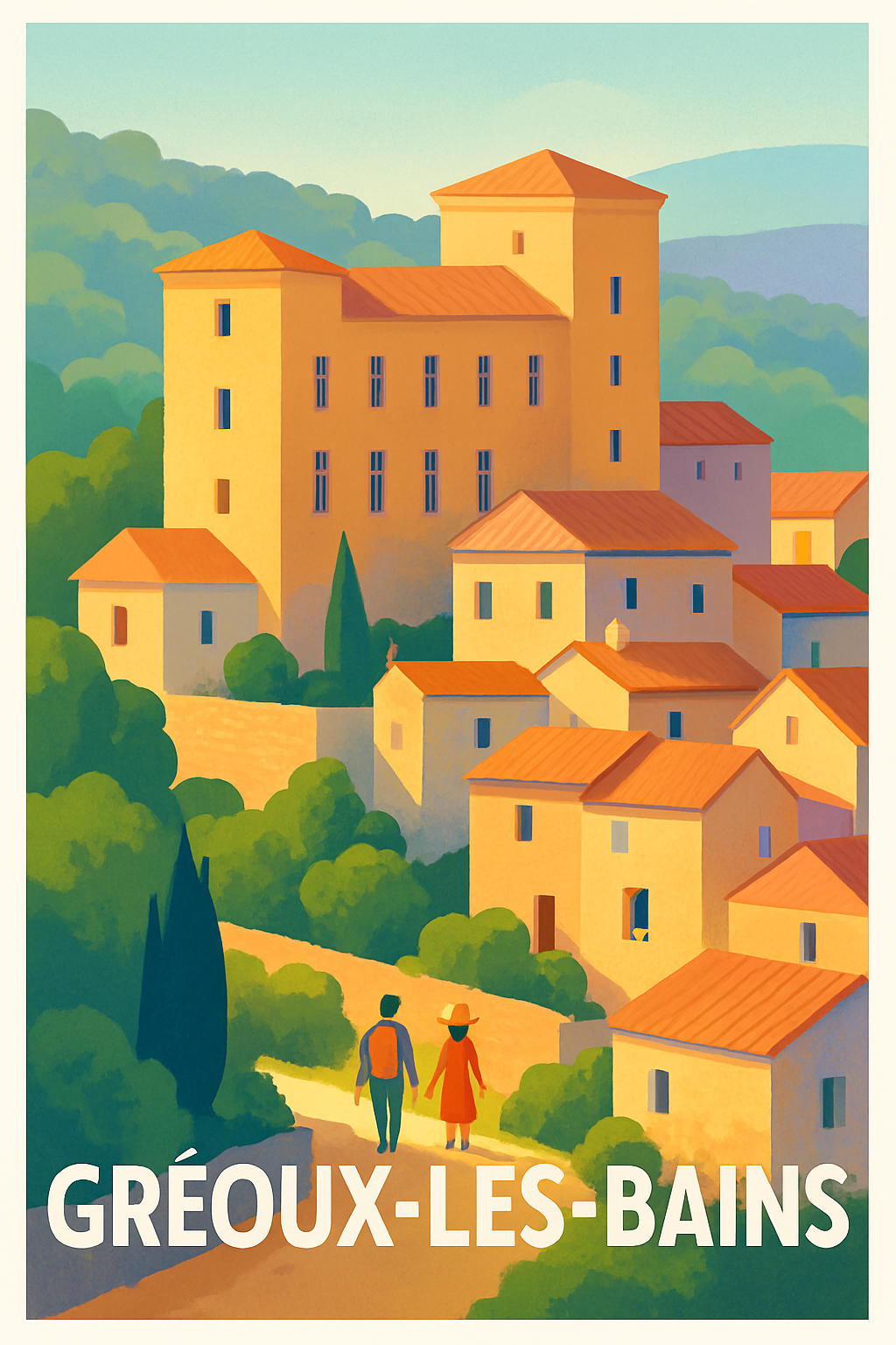 Alpes-de-Haute-Provence France Pas de Cadre / 20 × 30cm Affiche de Gréoux-les-Bains - Charme et douceur de vie en Provence