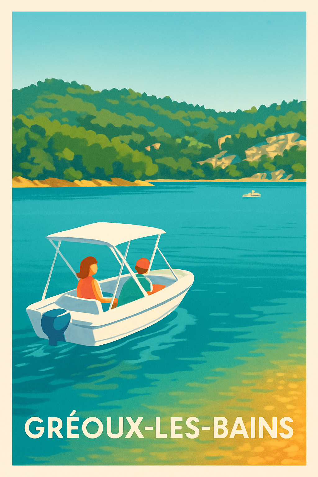 Alpes-de-Haute-Provence France Pas de Cadre / 20 × 30cm Affiche de Gréoux-les-Bains - Évasion paisible sur les eaux turquoise
