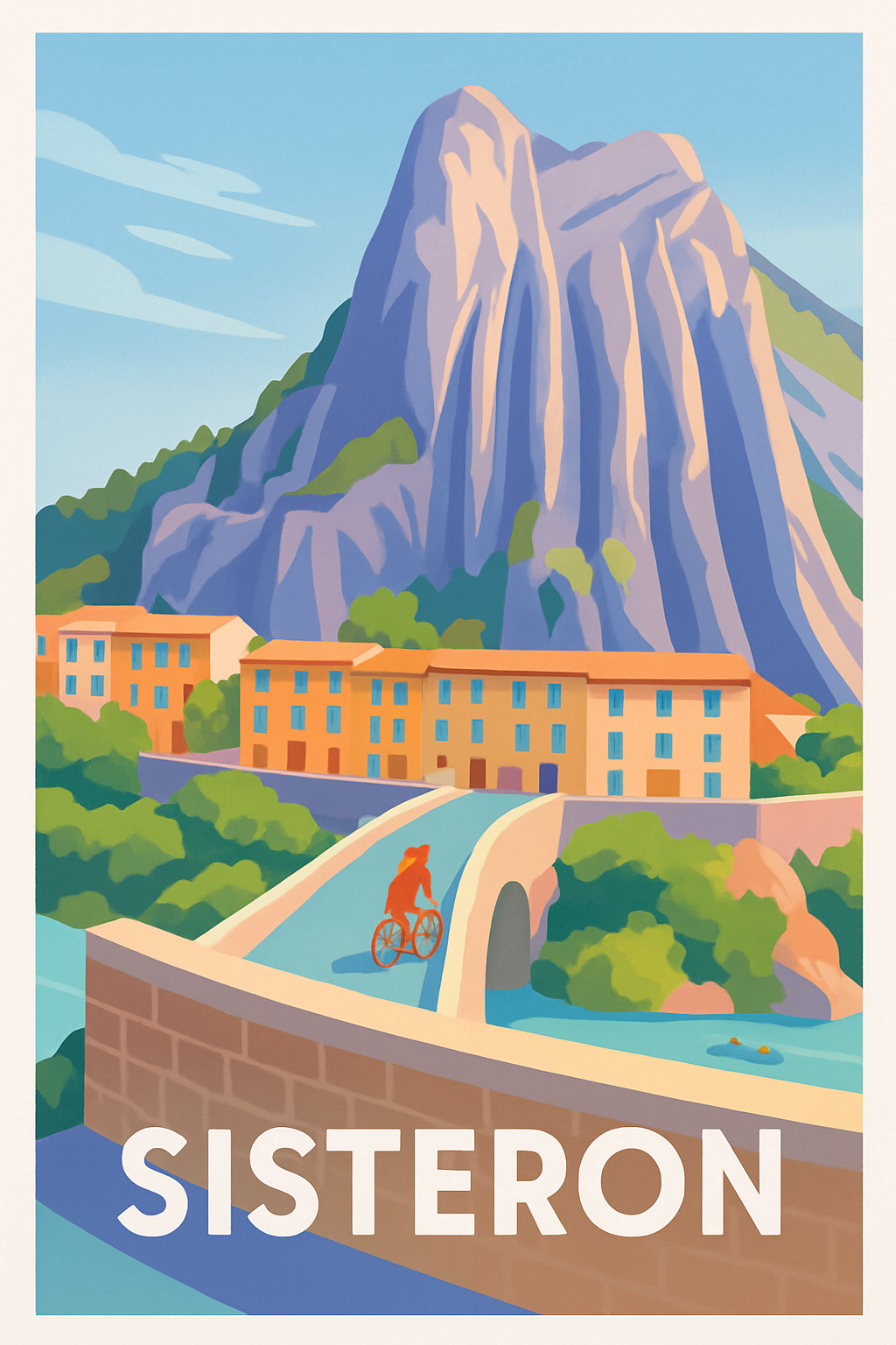 Alpes-de-Haute-Provence France Pas de Cadre / 20 × 30cm Affiche de Sisteron - La porte des Alpes en lumière