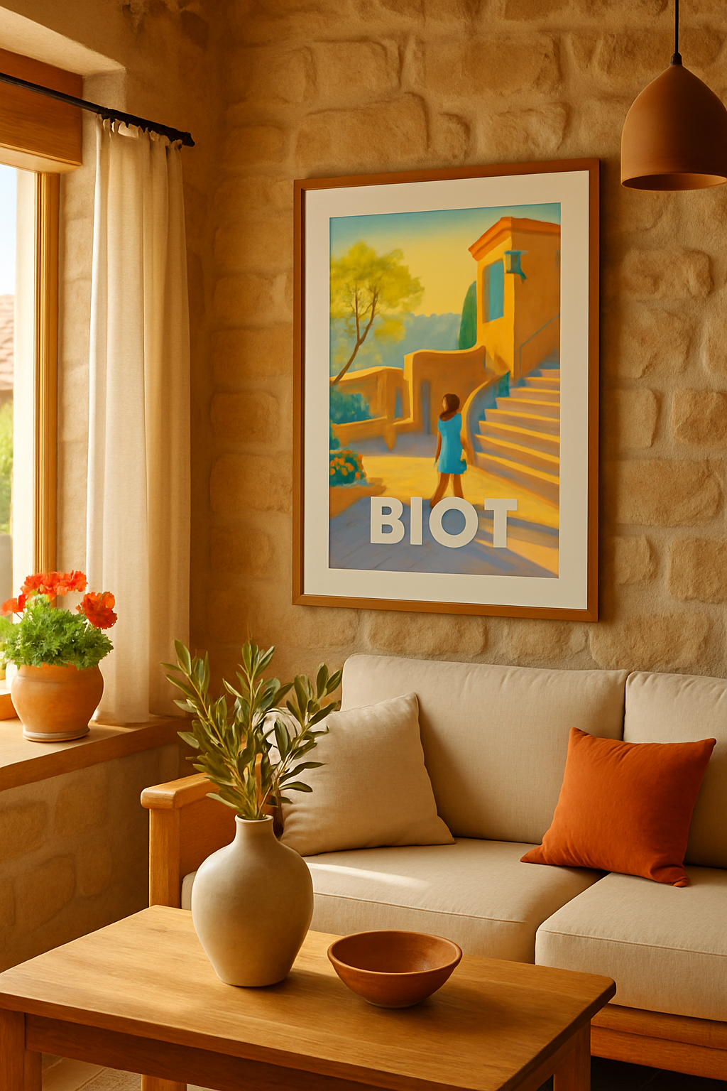 Alpes-Maritimes France Affiche de Biot - Balade ensoleillée au village provençal