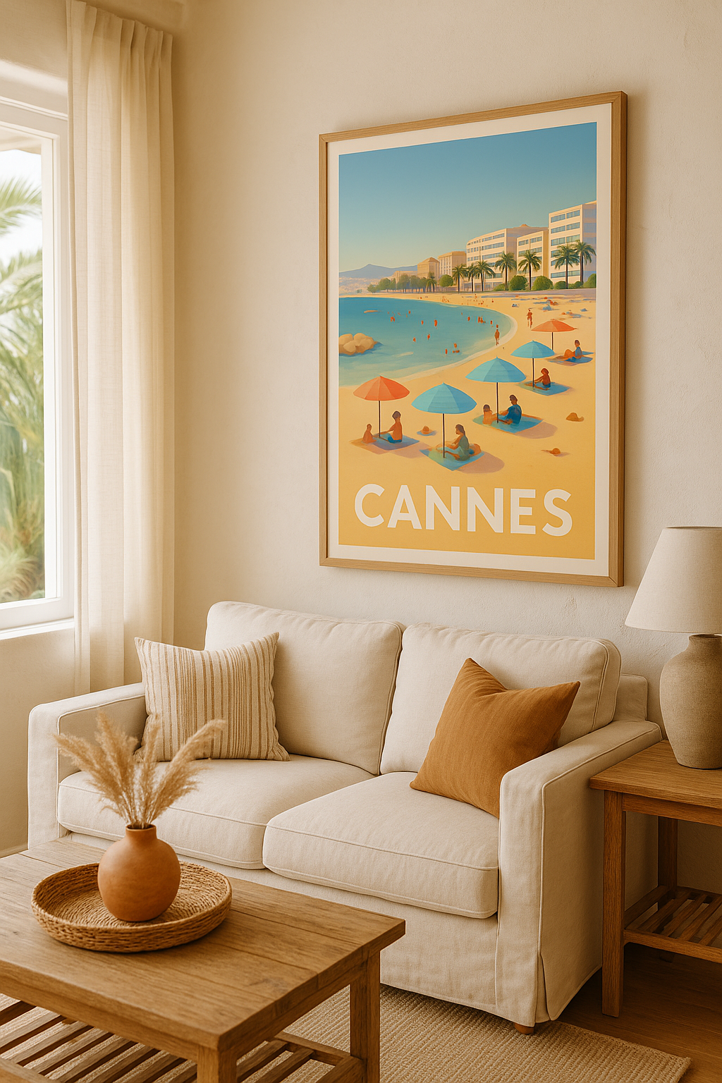Affiche Cannes — Plages ensoleillées de la Côte d'Azur · poster d'art de Cannes