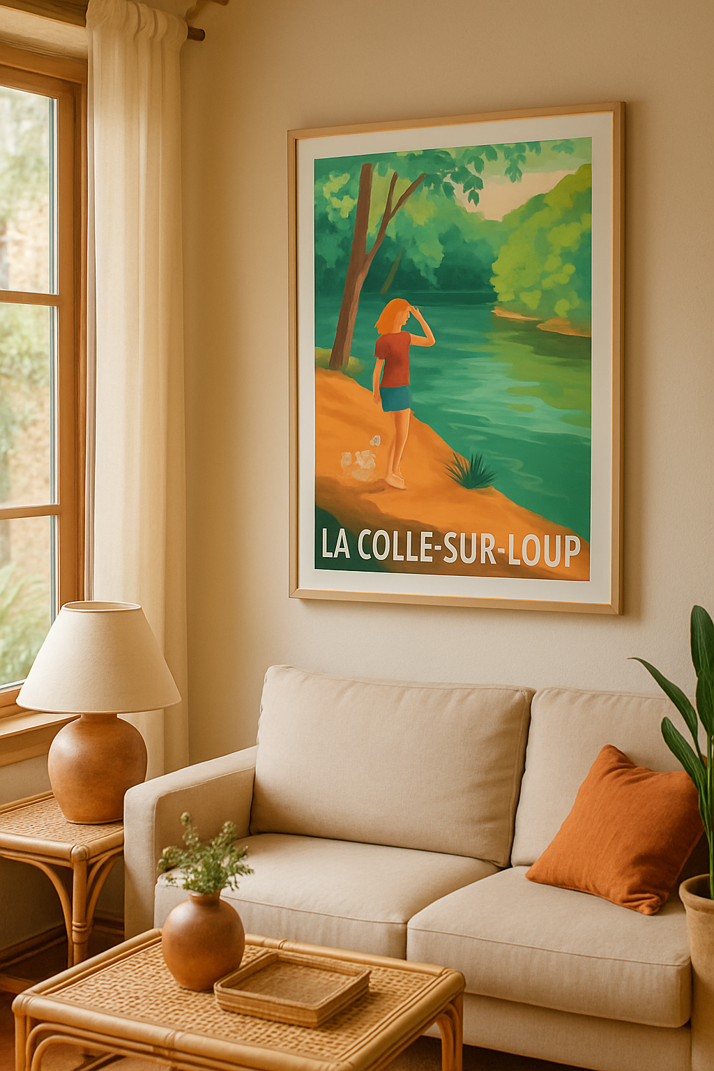 Affiche La Colle-sur-Loup — Escapade nature au bord de l'eau · poster d'art de La Colle-sur-Loup