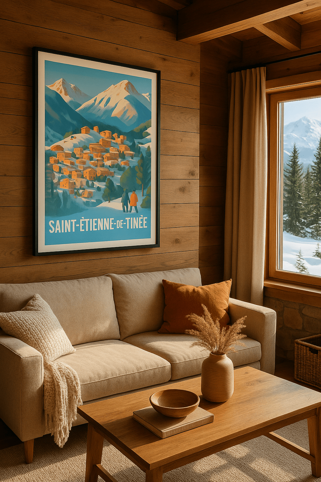 Affiche Saint-Étienne-de-Tinée — Charme hivernal au cœur des Alpes · poster d'art de Saint-Étienne-de-Tinée