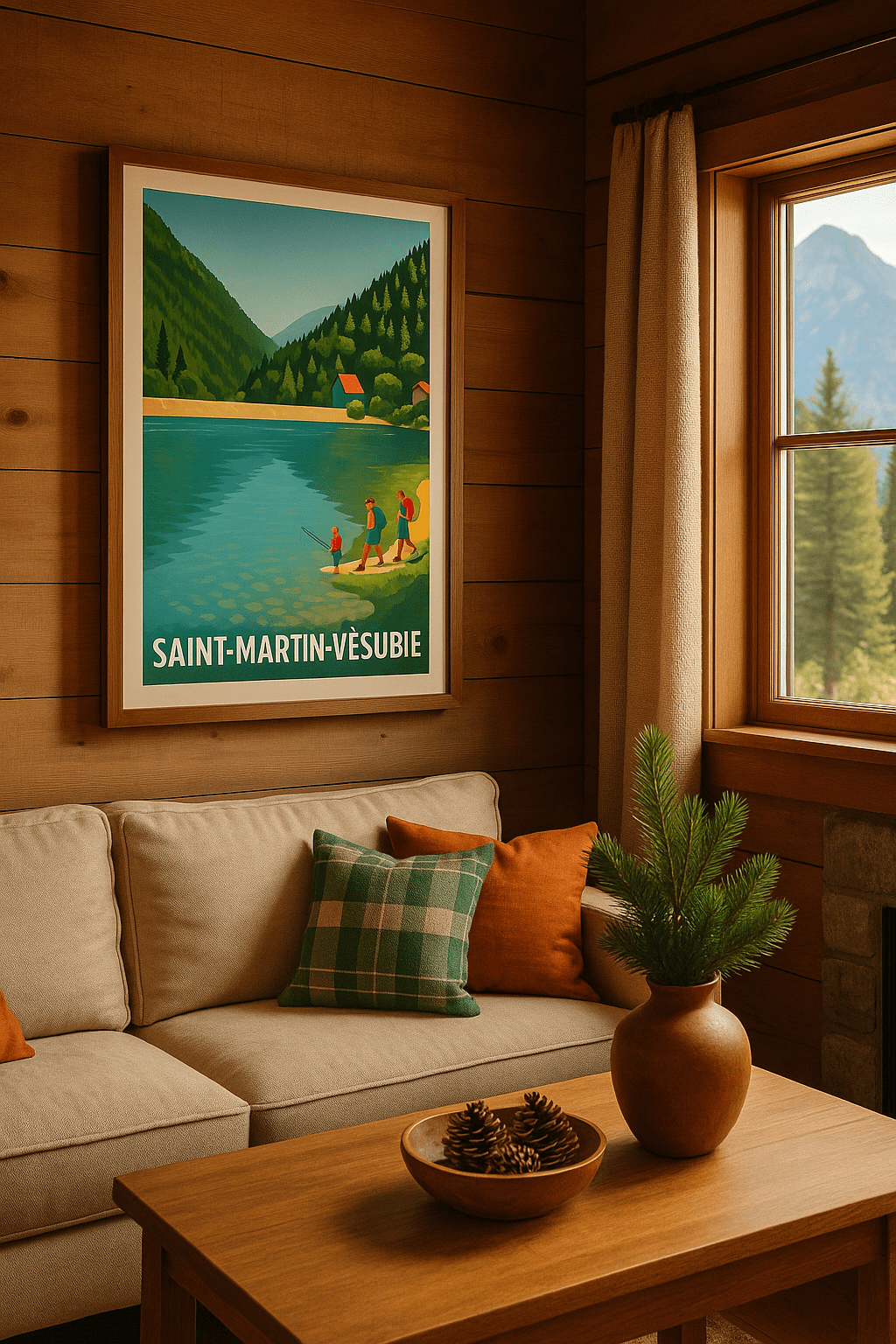 Affiche Saint-Martin-Vésubie — Évasion nature au bord de l'eau · poster d'art de Saint-Martin-Vésubie