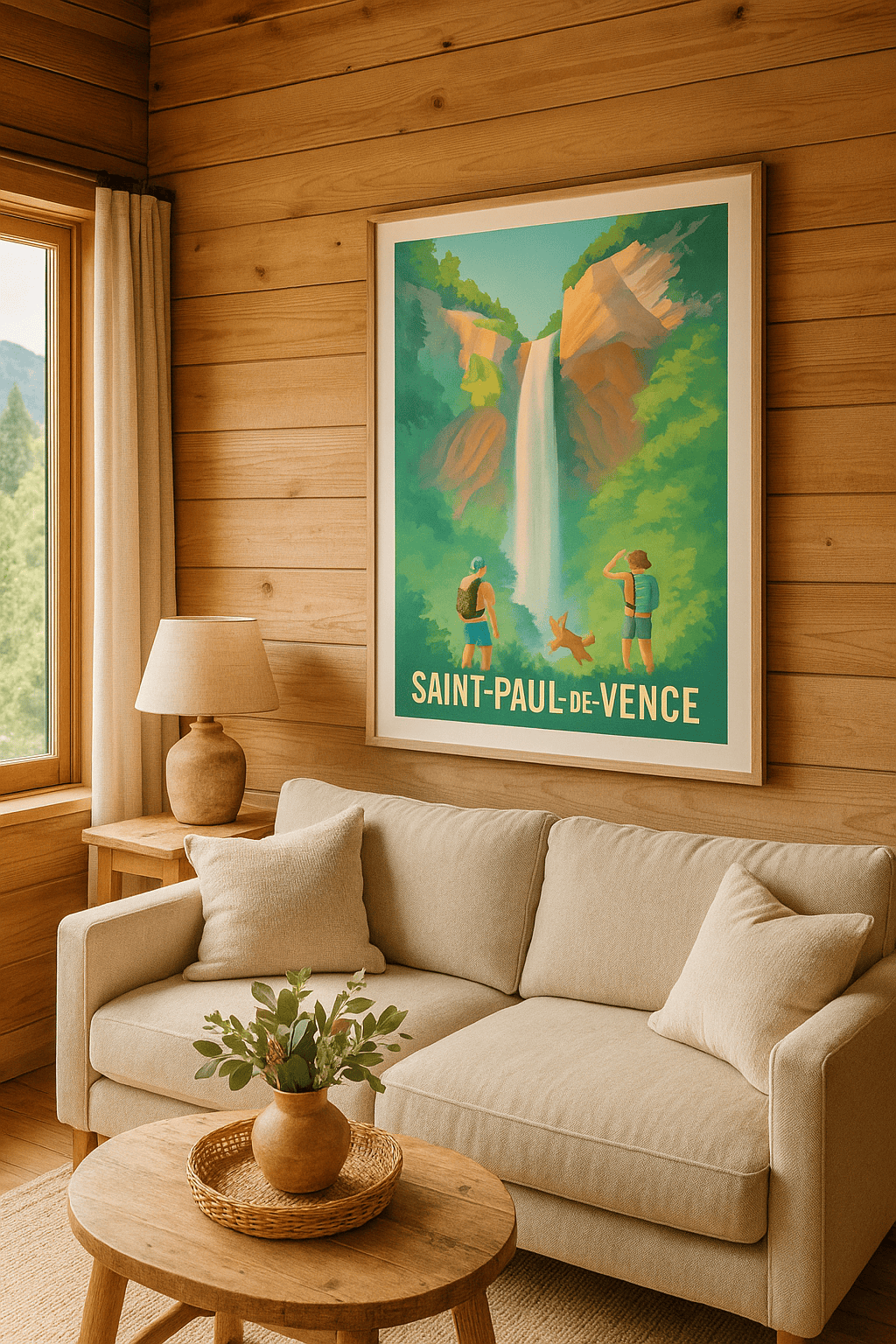 Alpes-Maritimes France Affiche de Saint-Paul-de-Vence - Évasion nature et cascade sereine