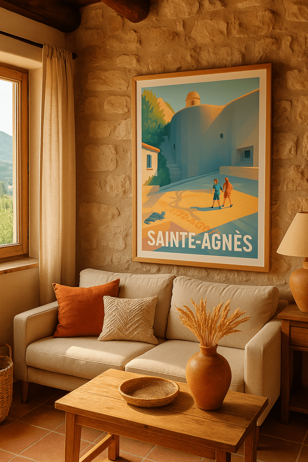 Alpes-Maritimes France Affiche de Sainte-Agnès - L'évasion méditerranéenne entre ombre et lumière