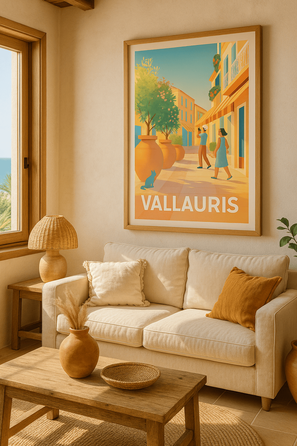 Alpes-Maritimes France Affiche de Vallauris - Promenade ensoleillée au cœur de la ville