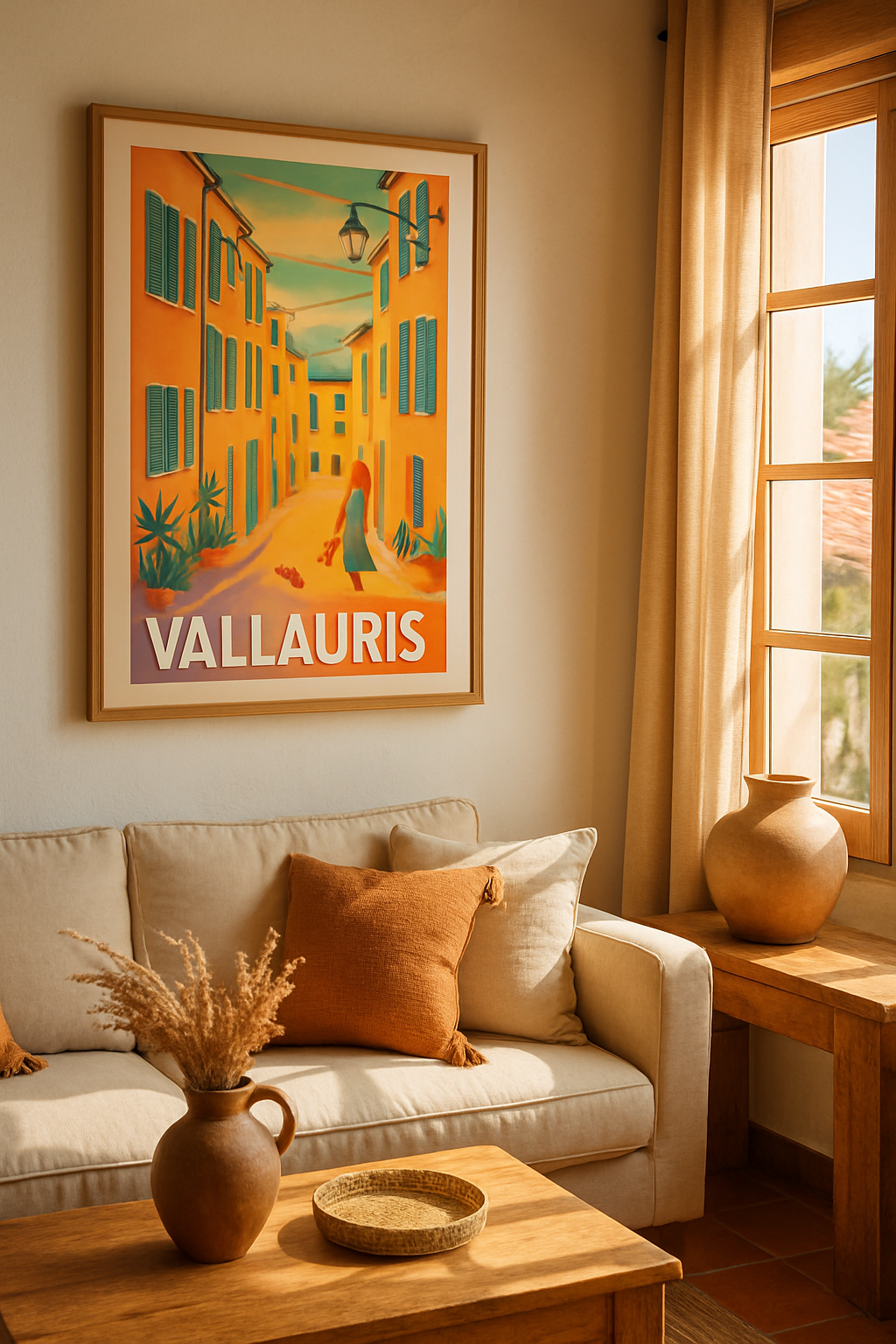 Alpes-Maritimes France Affiche de Vallauris - Promenade ensoleillée au cœur de la ville