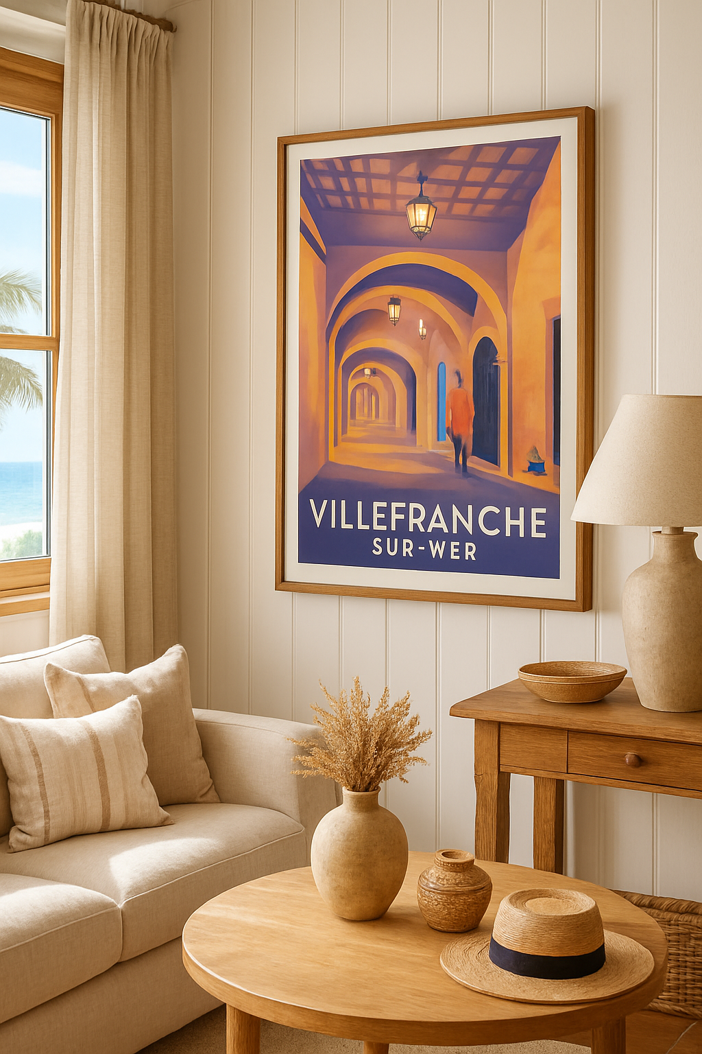 Alpes-Maritimes France Affiche de Villefranche-sur-Mer - Balade sous les arches illuminées