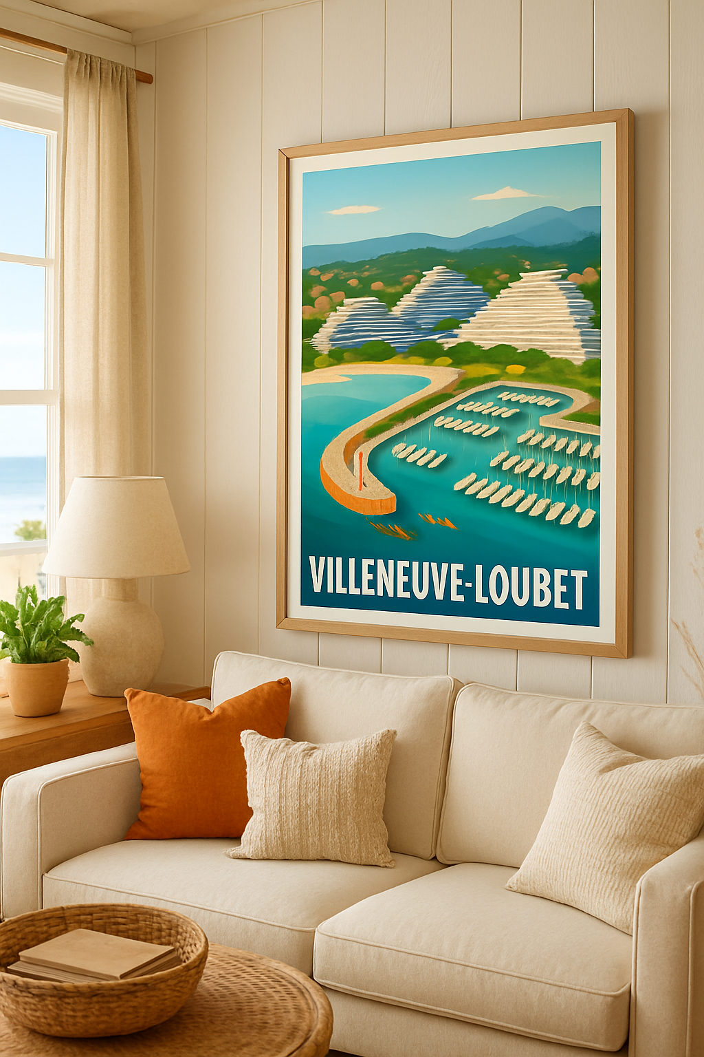 Affiche Villeneuve-Loubet — Escapade en bord de mer · poster d'art de Villeneuve-Loubet