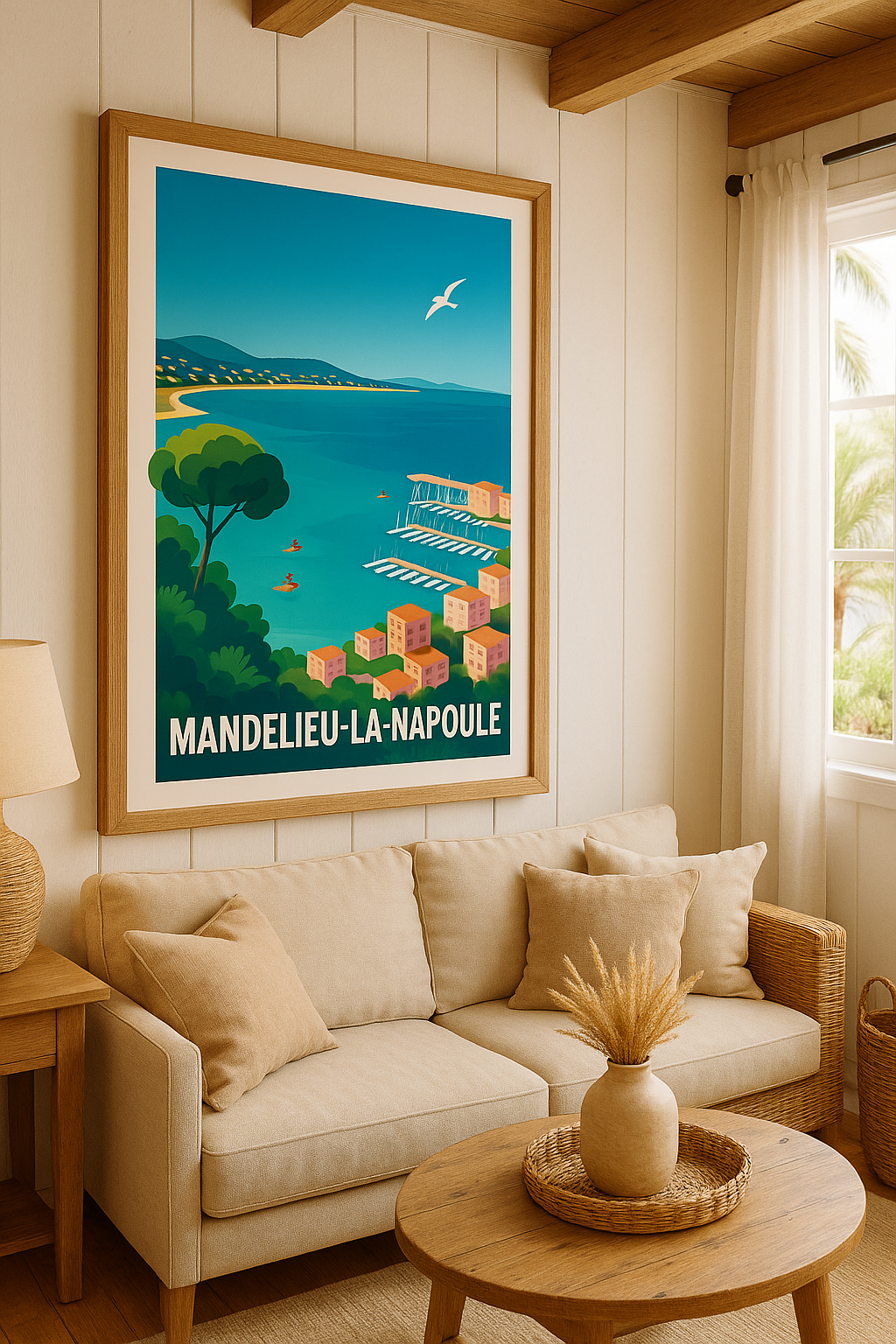 Alpes-Maritimes France Affiche Mandelieu-la-Napoule - Évasion en bord de mer azur