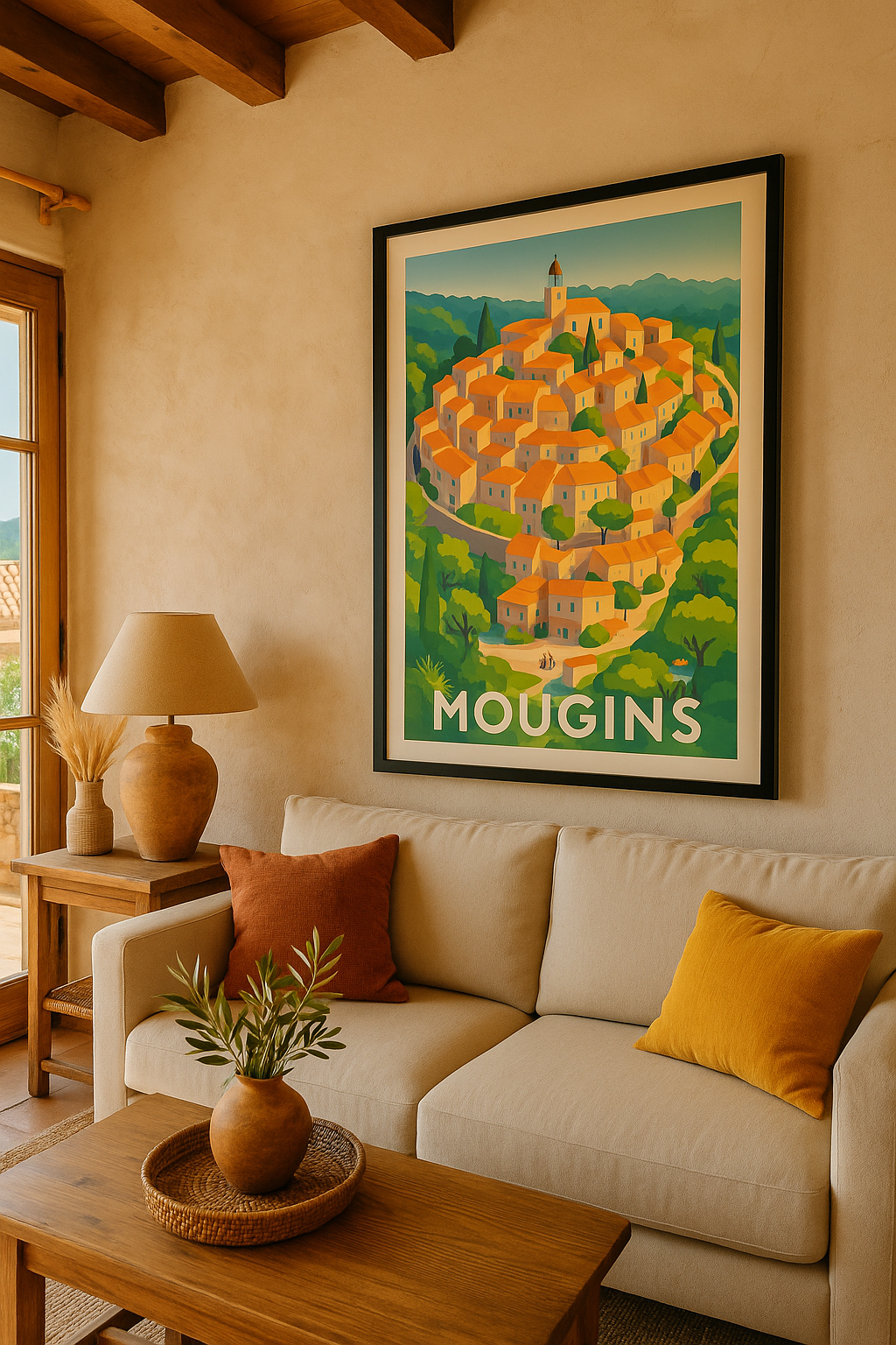 Affiche Mougins — Le charme méditerranéen en couleurs · poster d'art de Mougins