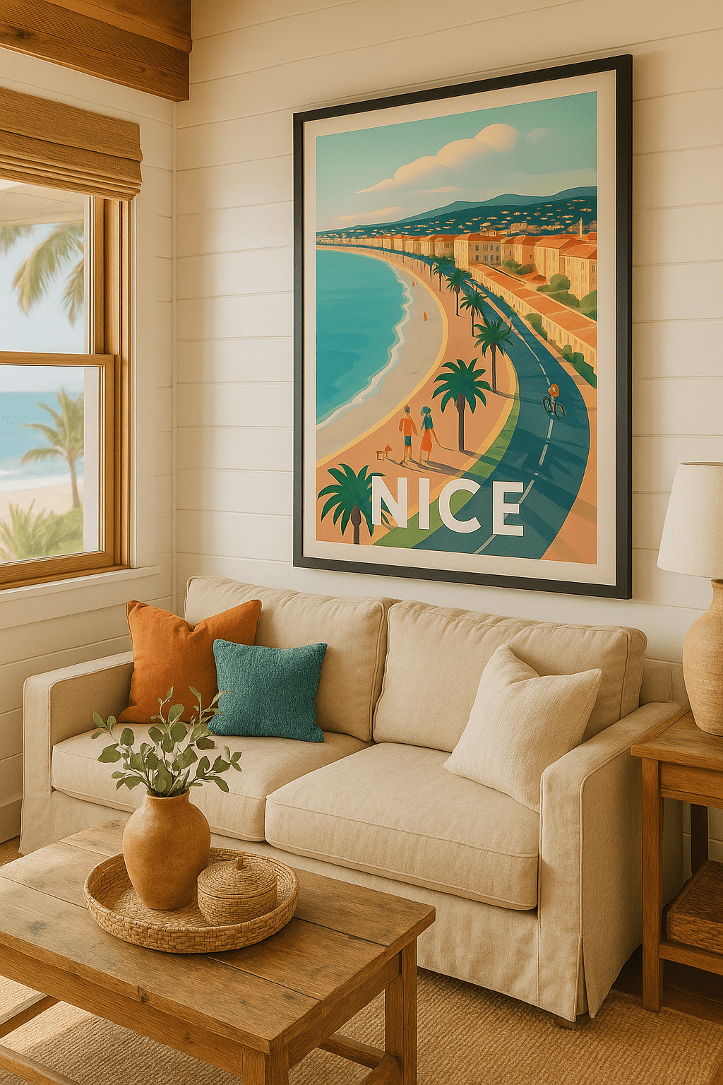 Affiche Nice — Promenade ensoleillée sur la Côte d’Azur · poster d'art de Nice
