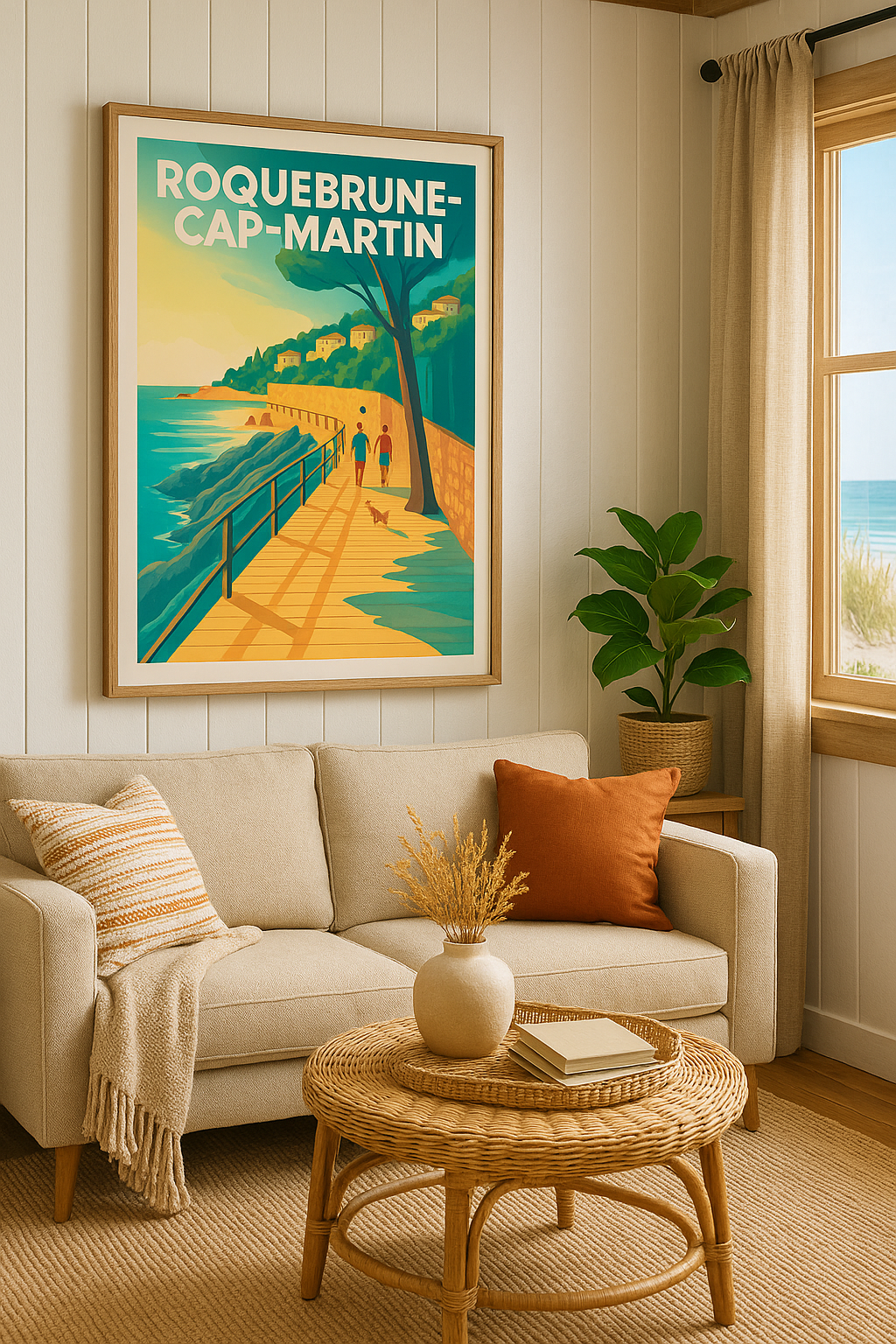 Alpes-Maritimes France Affiche Roquebrune-Cap-Martin - Promenade ensoleillée sur la Côte d'Azur