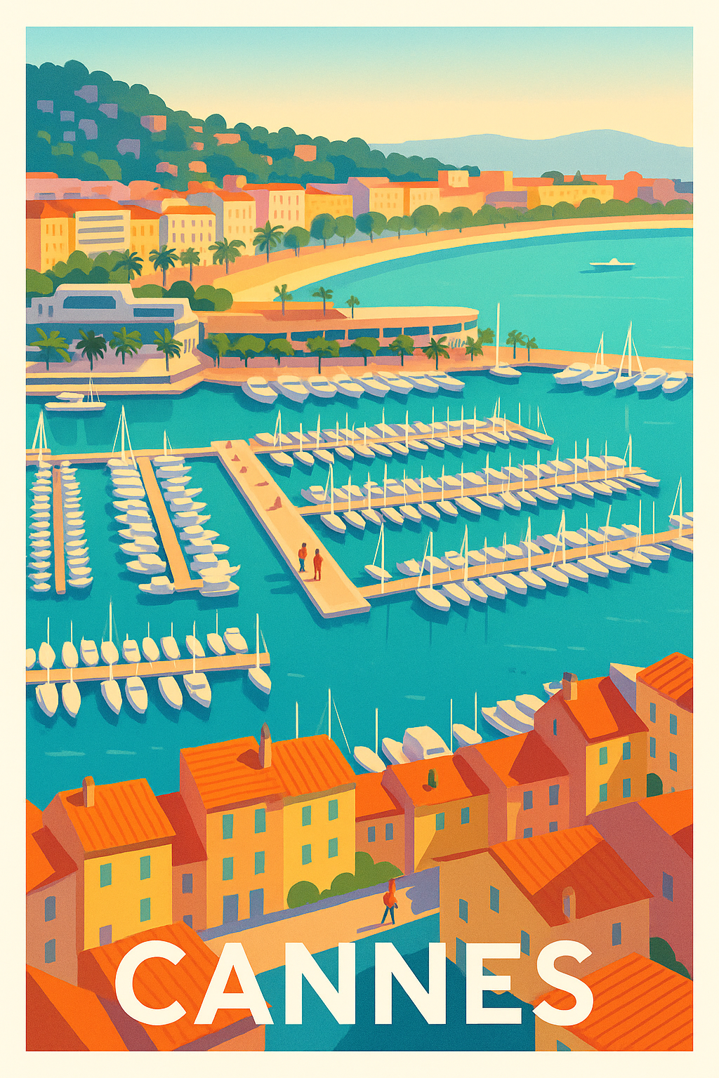 Alpes-Maritimes France Pas de Cadre / 20 × 30cm Affiche Cannes - L'élégance méditerranéenne au port
