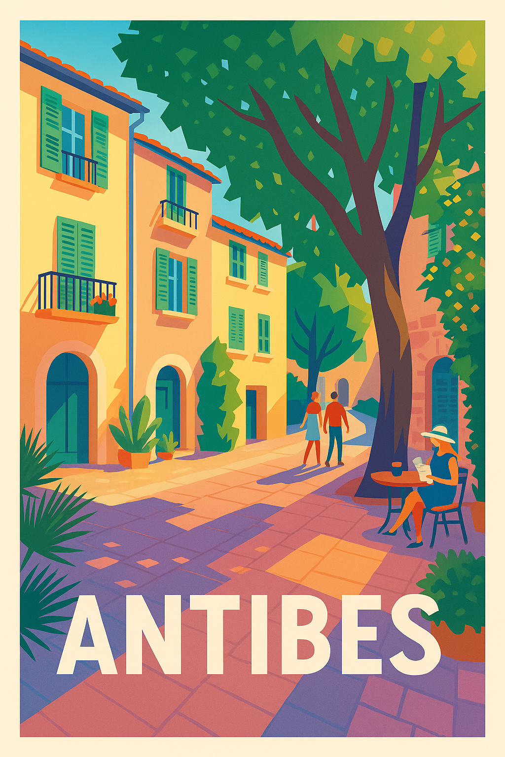 Affiche Antibes — Douce flânerie sous le soleil azuréen · poster d'art de Antibes