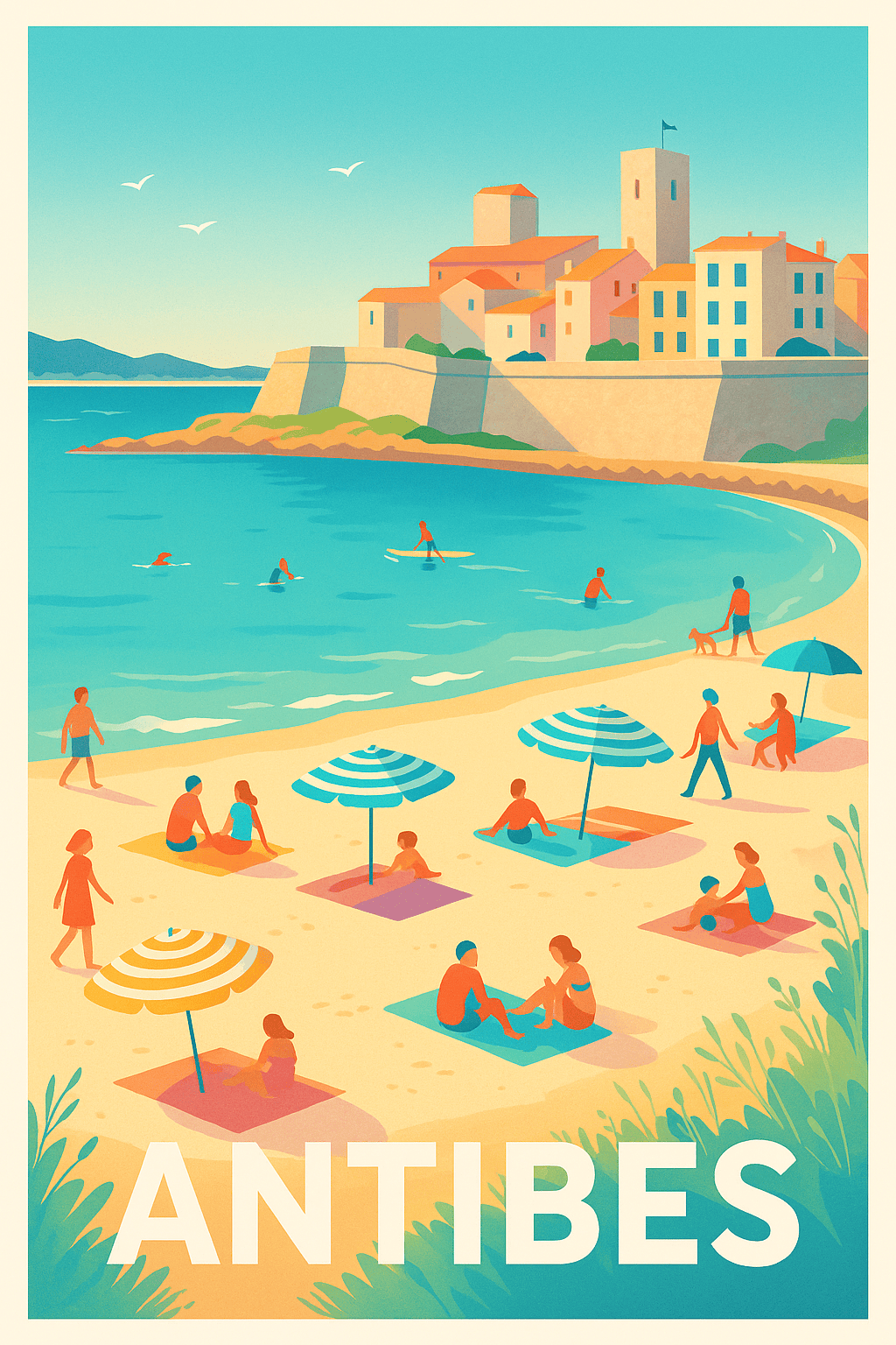 Alpes-Maritimes France Pas de Cadre / 20 × 30cm Affiche de Antibes - Douceur estivale sur la Côte d’Azur