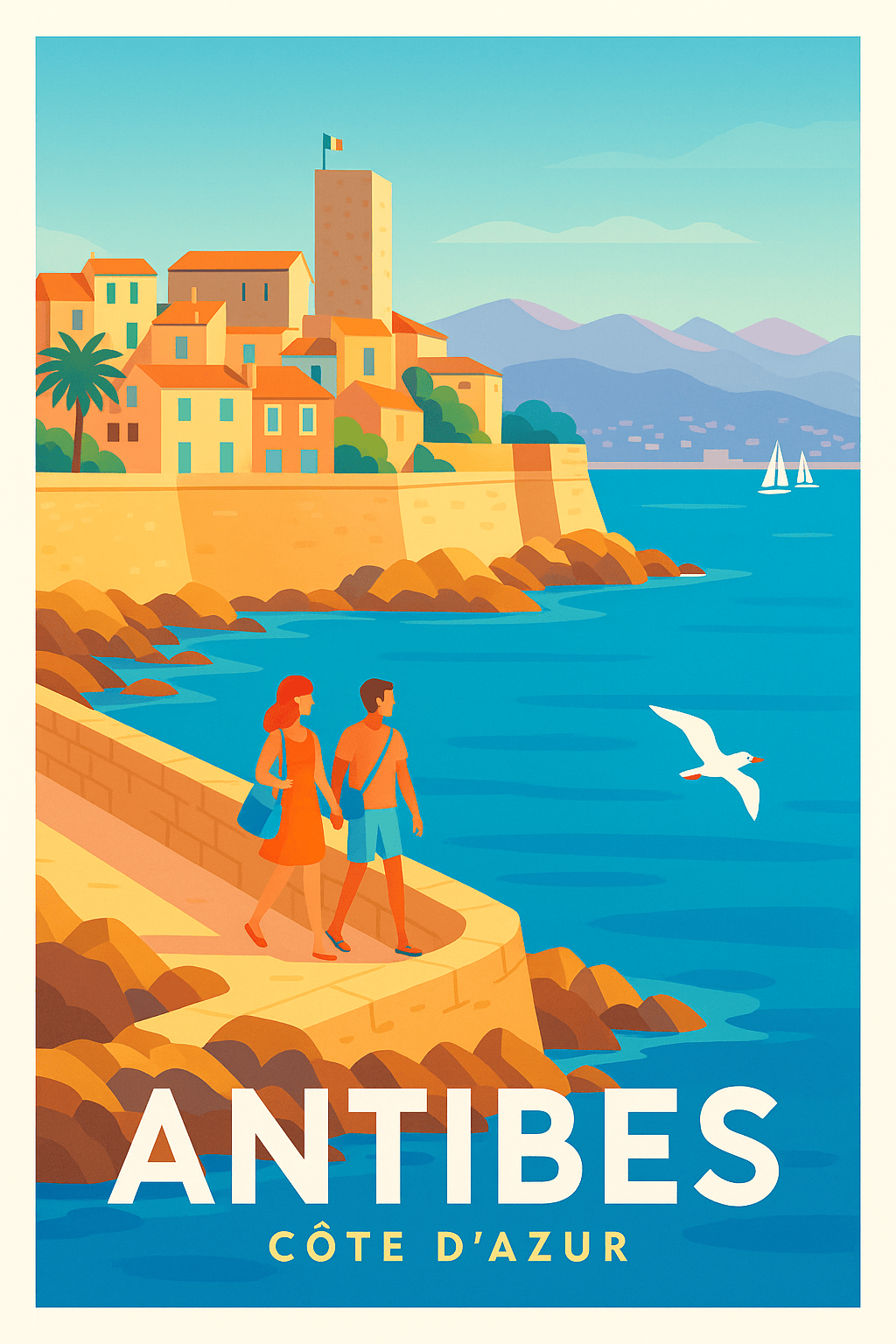 Alpes-Maritimes France Pas de Cadre / 20 × 30cm Affiche de Antibes - Douceur Méditerranéenne