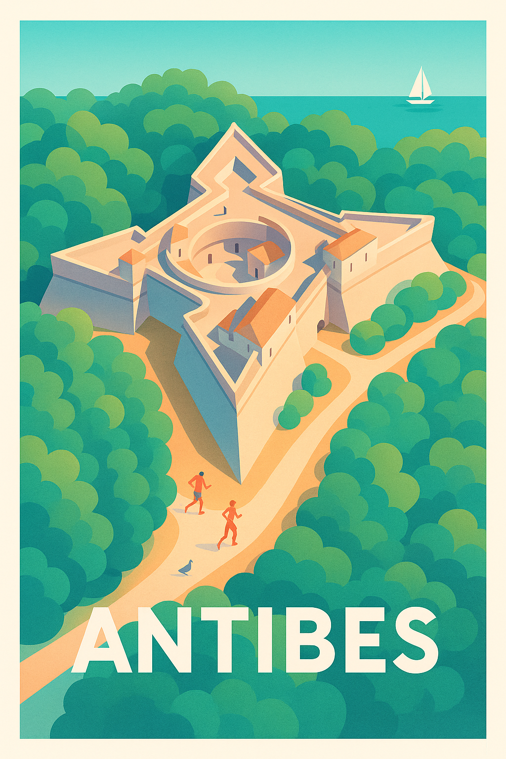 Alpes-Maritimes France Pas de Cadre / 20 × 30cm Affiche de Antibes - Promenade autour du Fort Carré