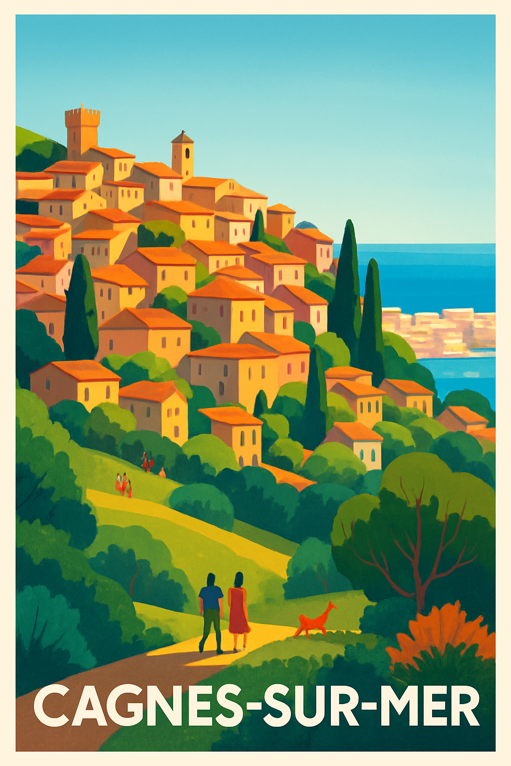 Alpes-Maritimes France Pas de Cadre / 20 × 30cm Affiche de Cagnes-sur-Mer - Charme méditerranéen au bord de l'eau