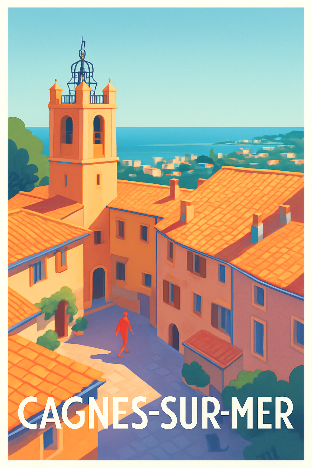 Alpes-Maritimes France Pas de Cadre / 20 × 30cm Affiche de Cagnes-sur-Mer - Charme Méditerranéen et Lumière d'Azur
