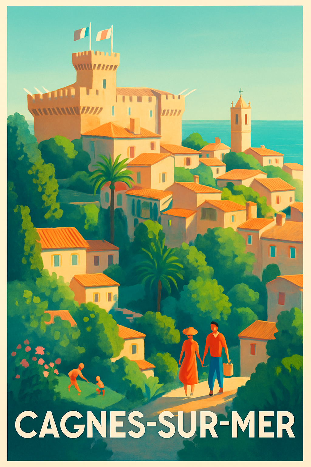 Alpes-Maritimes France Pas de Cadre / 20 × 30cm Affiche de Cagnes-sur-Mer - Évasion en douceur sur la Côte d’Azur