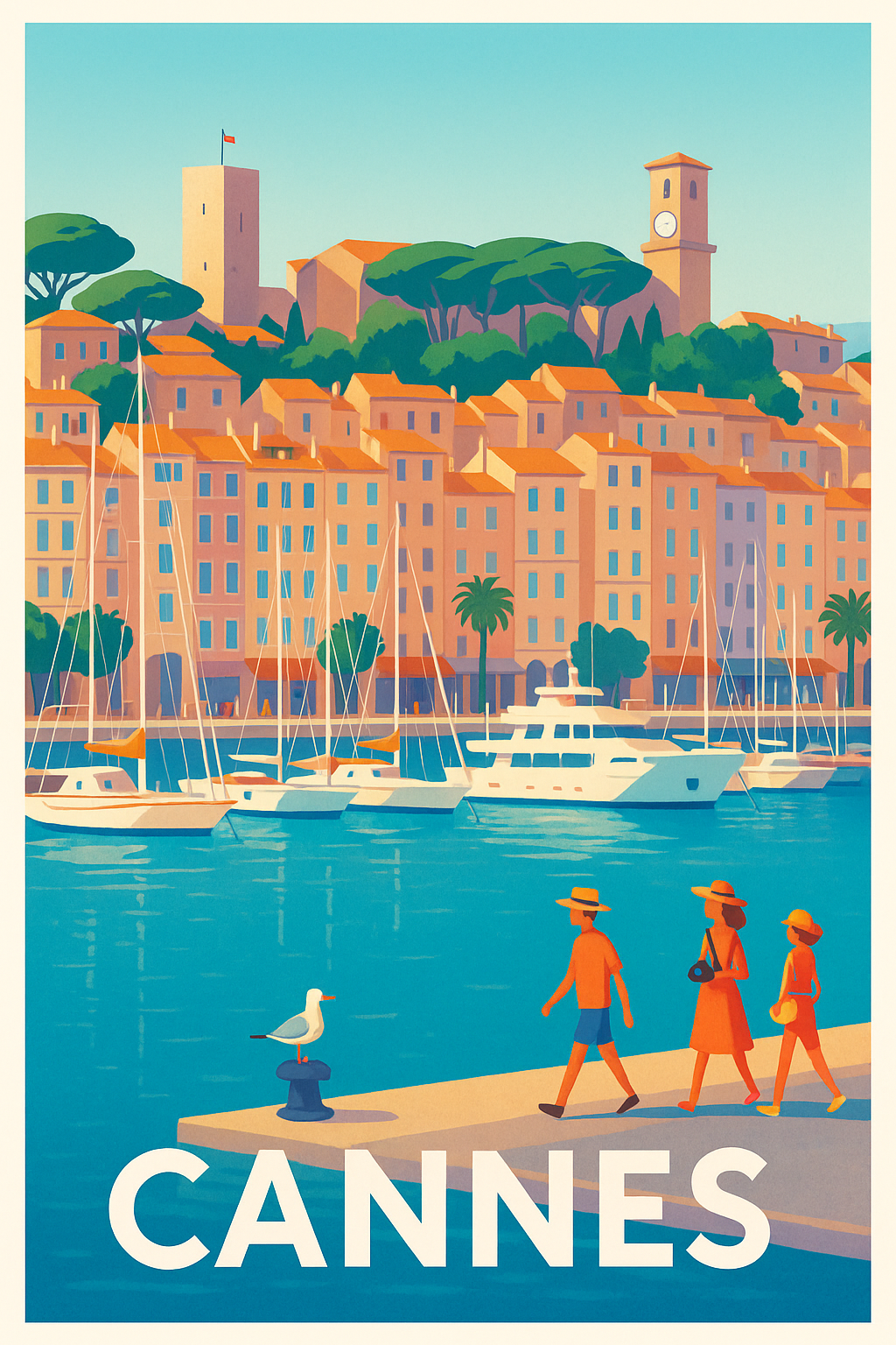 Alpes-Maritimes France Pas de Cadre / 20 × 30cm Affiche de Cannes - Escapade ensoleillée sur la Croisette