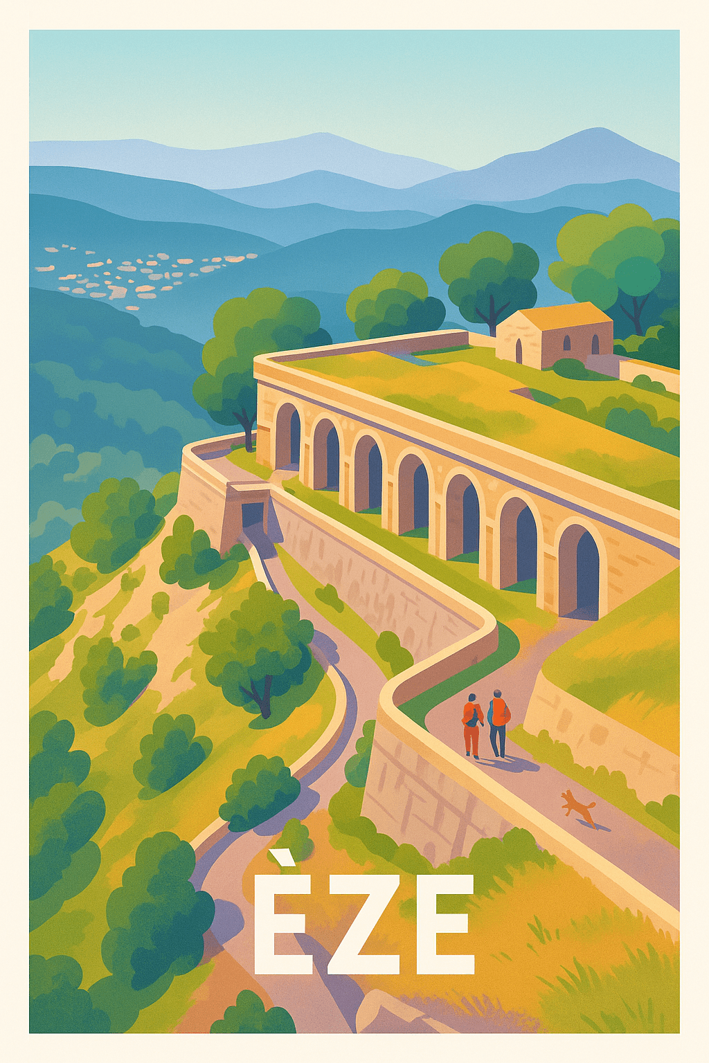 Alpes-Maritimes France Pas de Cadre / 20 × 30cm Affiche de Èze - Escapade bucolique en Méditerranée