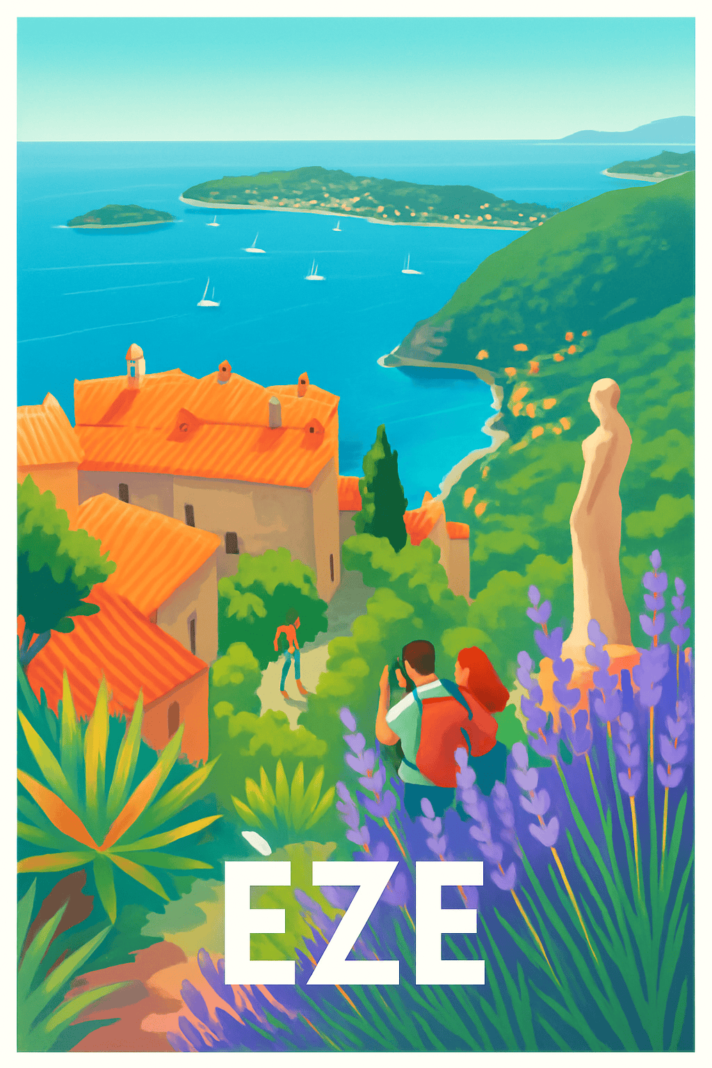 Affiche Èze — Escapade méditerranéenne entre mer et lavande · poster d'art de Èze