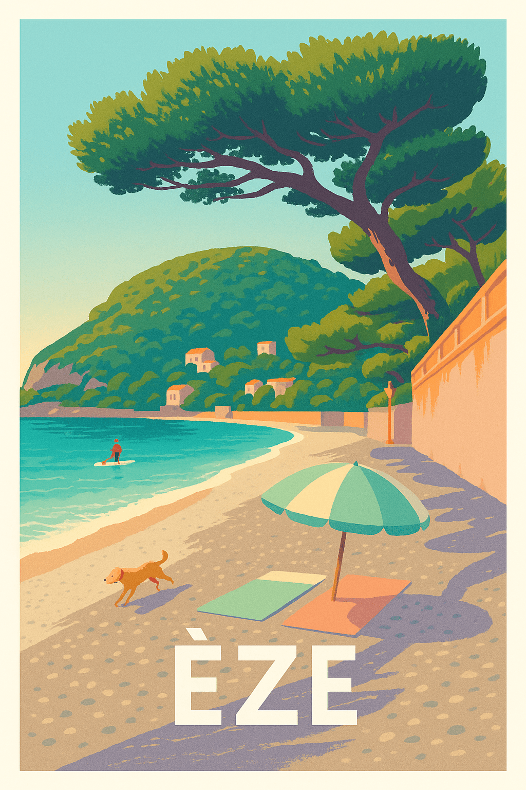 Alpes-Maritimes France Pas de Cadre / 20 × 30cm Affiche de Èze - Évasion balnéaire entre mer et nature