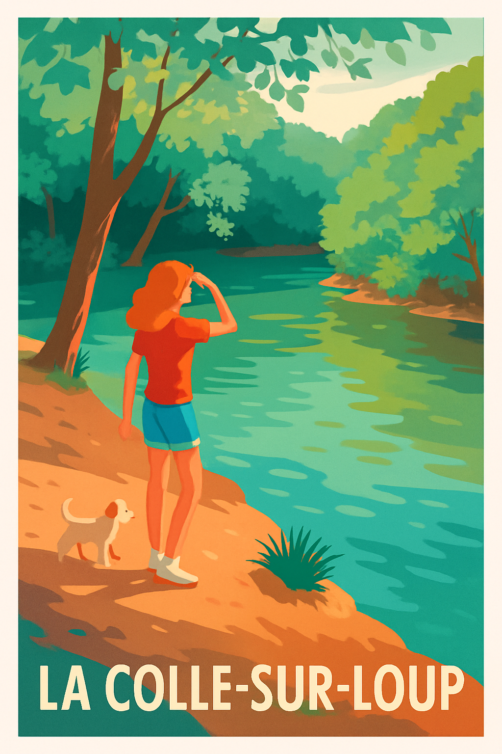 Affiche La Colle-sur-Loup — Escapade nature au bord de l'eau · poster d'art de La Colle-sur-Loup