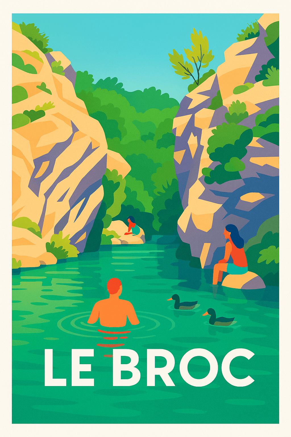 Alpes-Maritimes France Pas de Cadre / 20 × 30cm Affiche de Le Broc - Détente au cœur des gorges sauvages