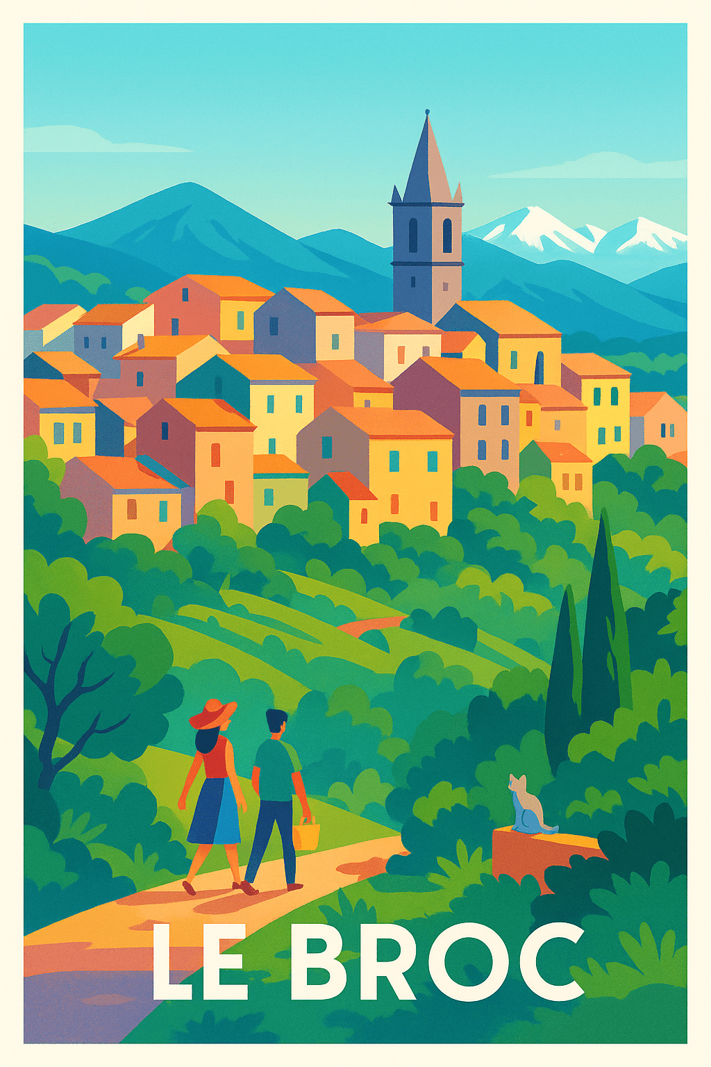 Alpes-Maritimes France Pas de Cadre / 20 × 30cm Affiche de Le Broc - Un village pittoresque niché au cœur de la nature