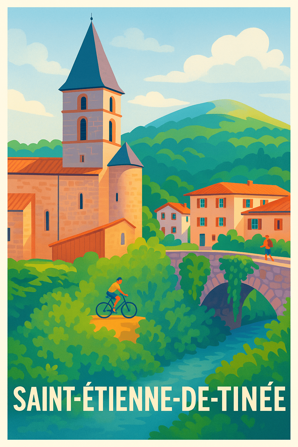 Alpes-Maritimes France Pas de Cadre / 20 × 30cm Affiche de Saint-Étienne-de-Tinée - Charme provençal et nature apaisante
