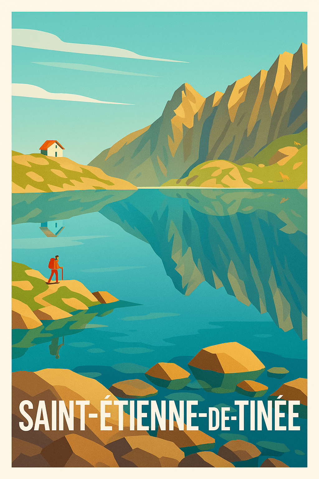 Alpes-Maritimes France Pas de Cadre / 20 × 30cm Affiche de Saint-Étienne-de-Tinée - Évasion et sérénité en montagne