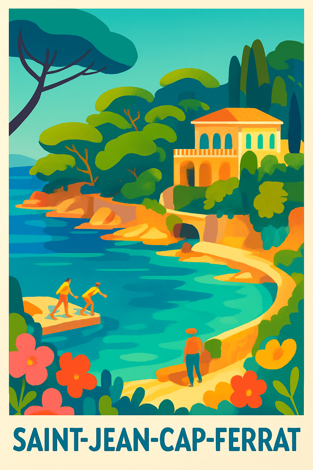 Affiche Saint-Jean-Cap-Ferrat — Évasion en bord de mer · poster d'art de Saint-Jean-Cap-Ferrat