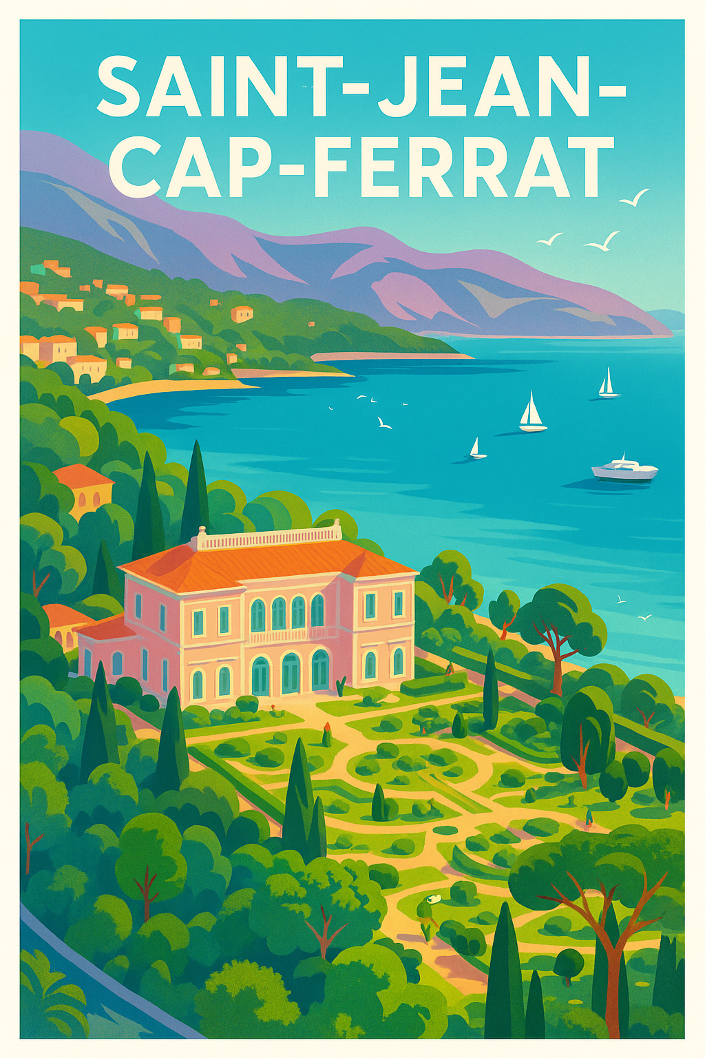 Affiche Saint-Jean-Cap-Ferrat — Évasion méditerranéenne en affiches · poster d'art de Saint-Jean-Cap-Ferrat