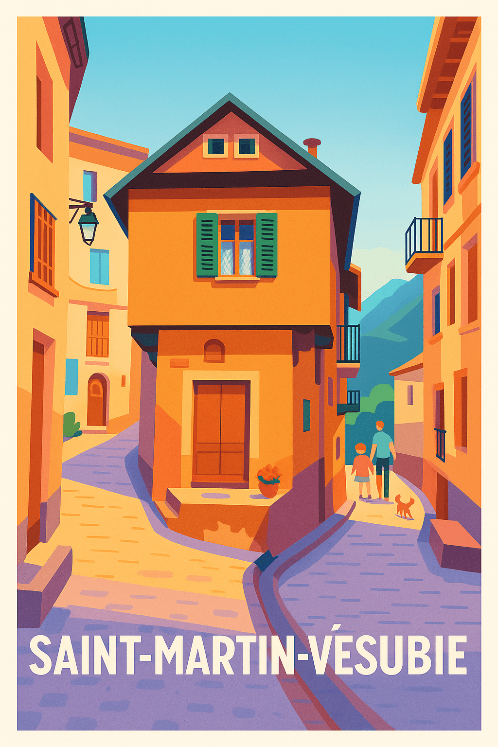 Affiche Saint-Martin-Vésubie — Charme et lumière des ruelles alpines · poster d'art de Saint-Martin-Vésubie
