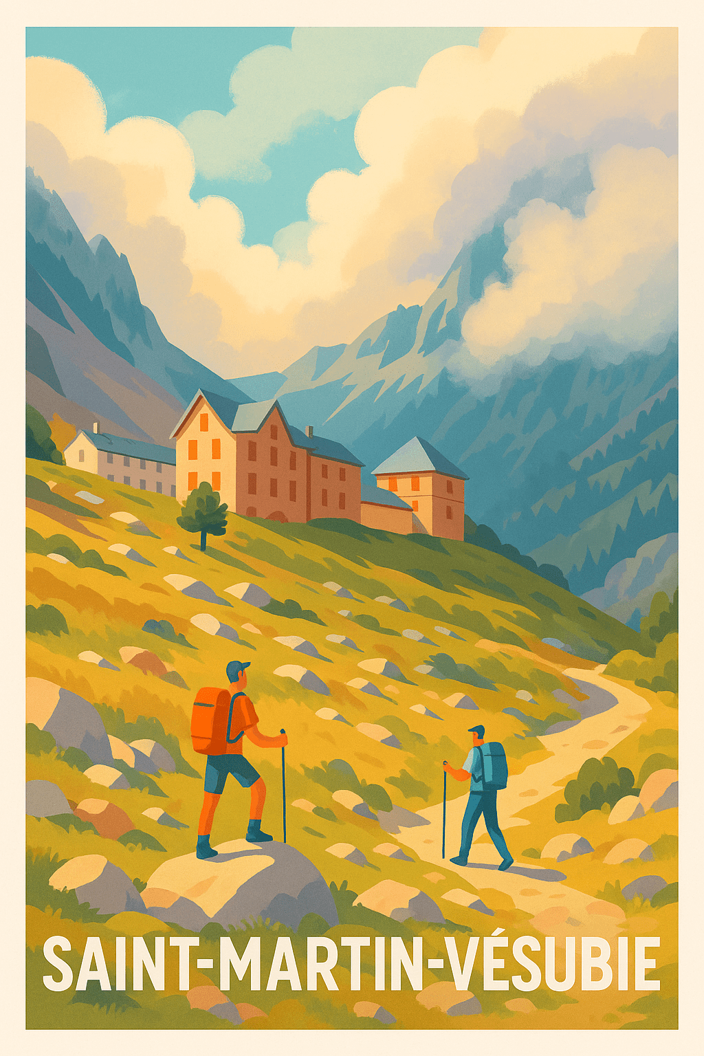 Alpes-Maritimes France Pas de Cadre / 20 × 30cm Affiche de Saint-Martin-Vésubie - L'appel des montagnes alpines