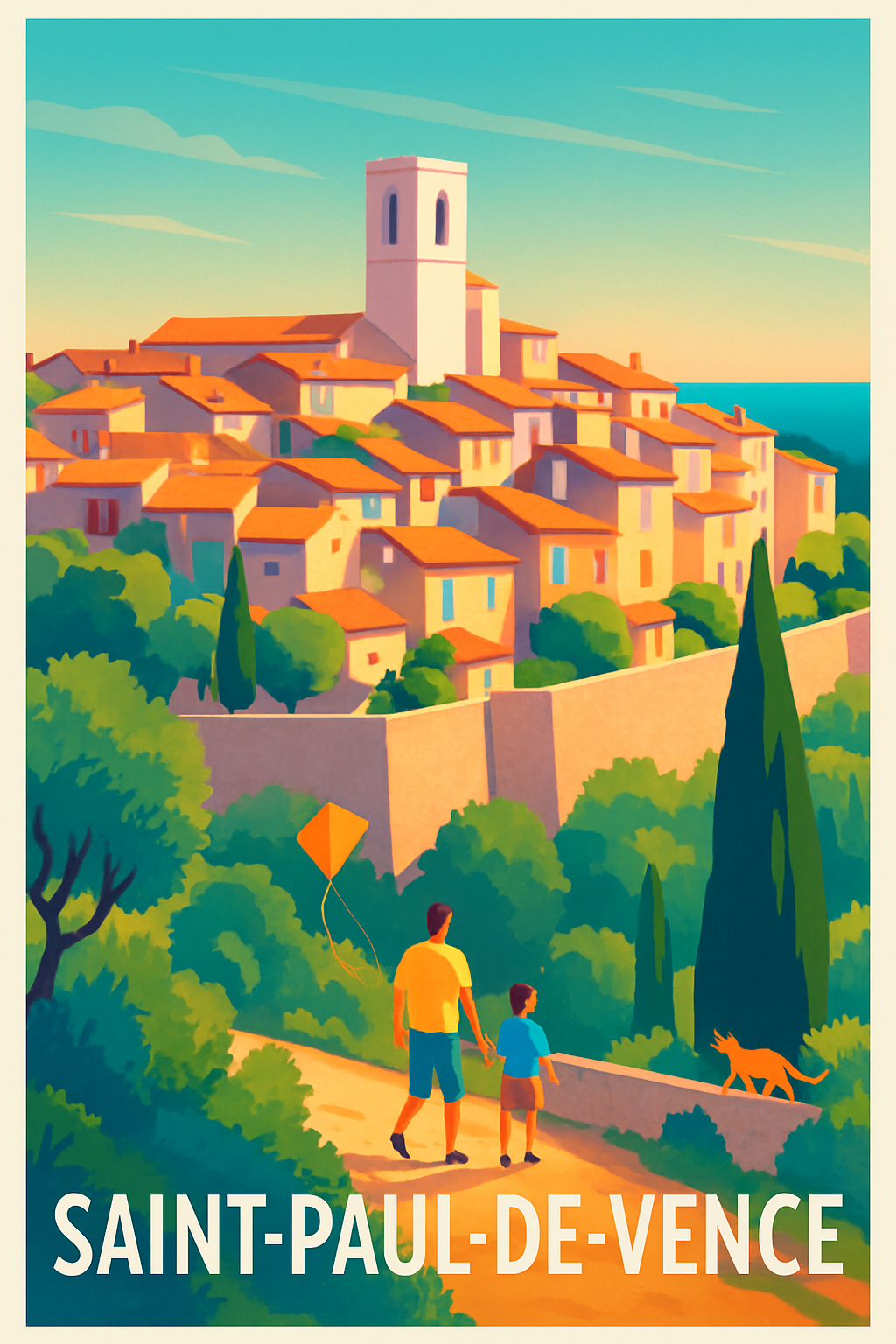 Alpes-Maritimes France Pas de Cadre / 20 × 30cm Affiche de Saint-Paul-de-Vence - Balade au cœur du village pittoresque
