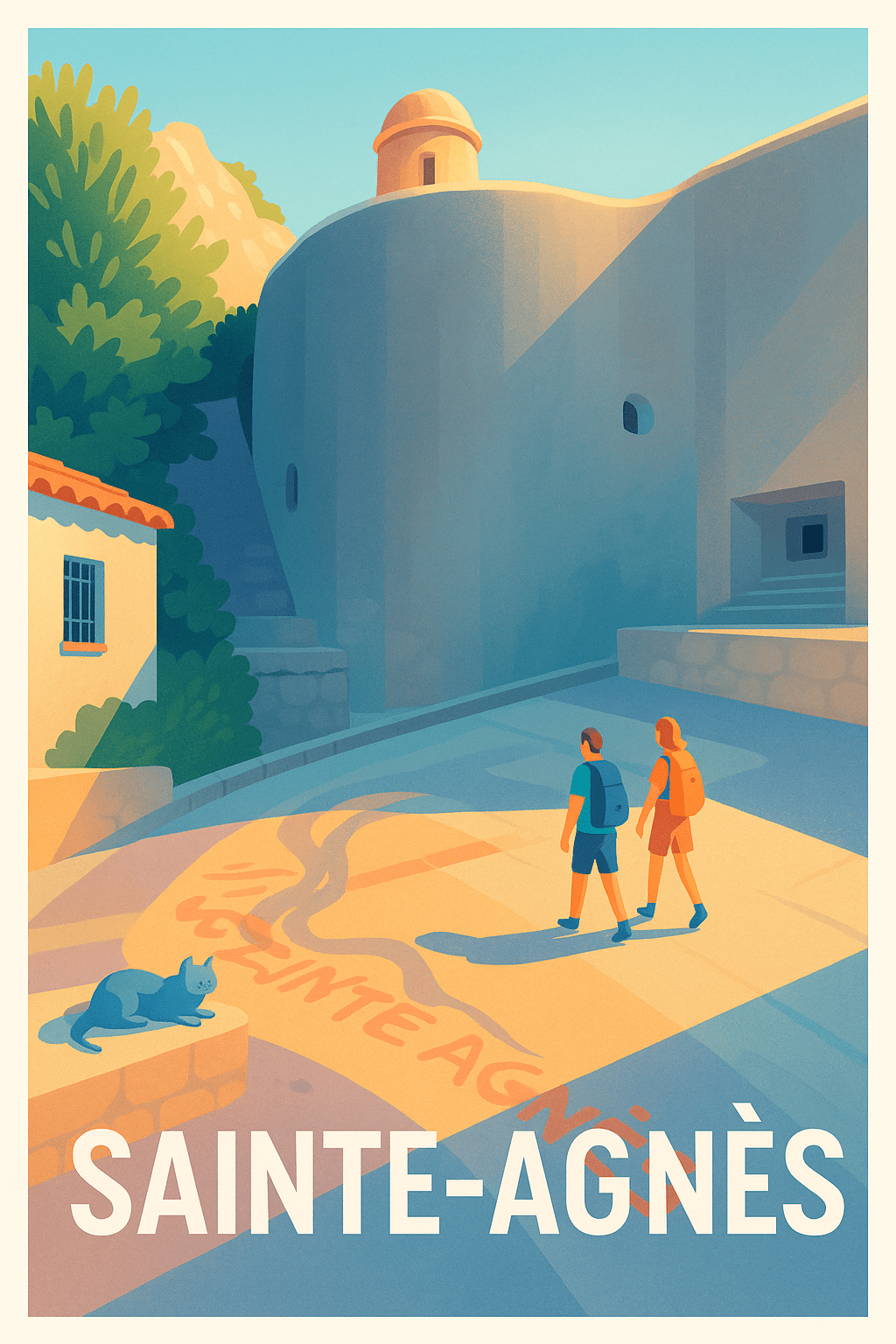 Alpes-Maritimes France Pas de Cadre / 20 × 30cm Affiche de Sainte-Agnès - L'évasion méditerranéenne entre ombre et lumière