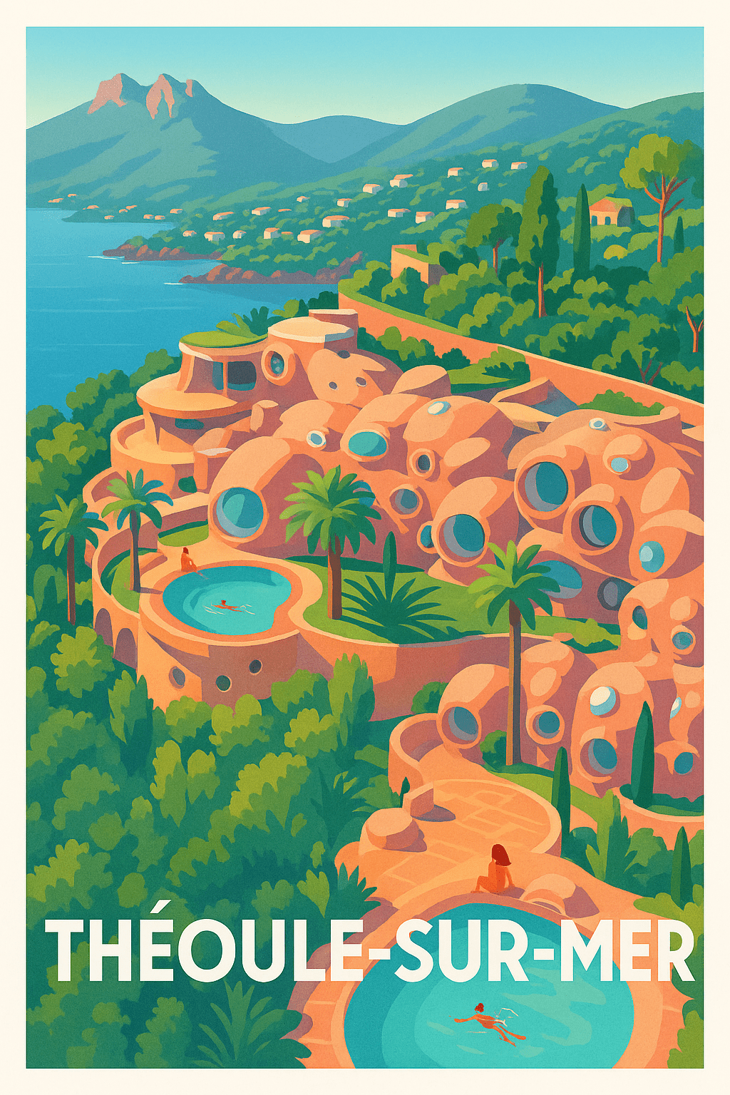 Alpes-Maritimes France Pas de Cadre / 20 × 30cm Affiche de Théoule-sur-Mer - Charme Méditerranéen et Architecture Unique